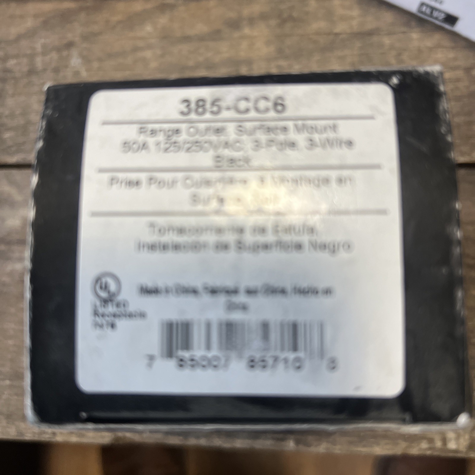 New In Box- Black – Pass & Seymour LeGrand 385CC6 Surface Mount Range Outlet 50A
