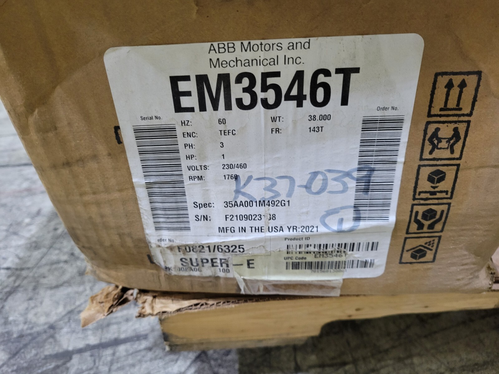 Baldor EM3456T Motor.