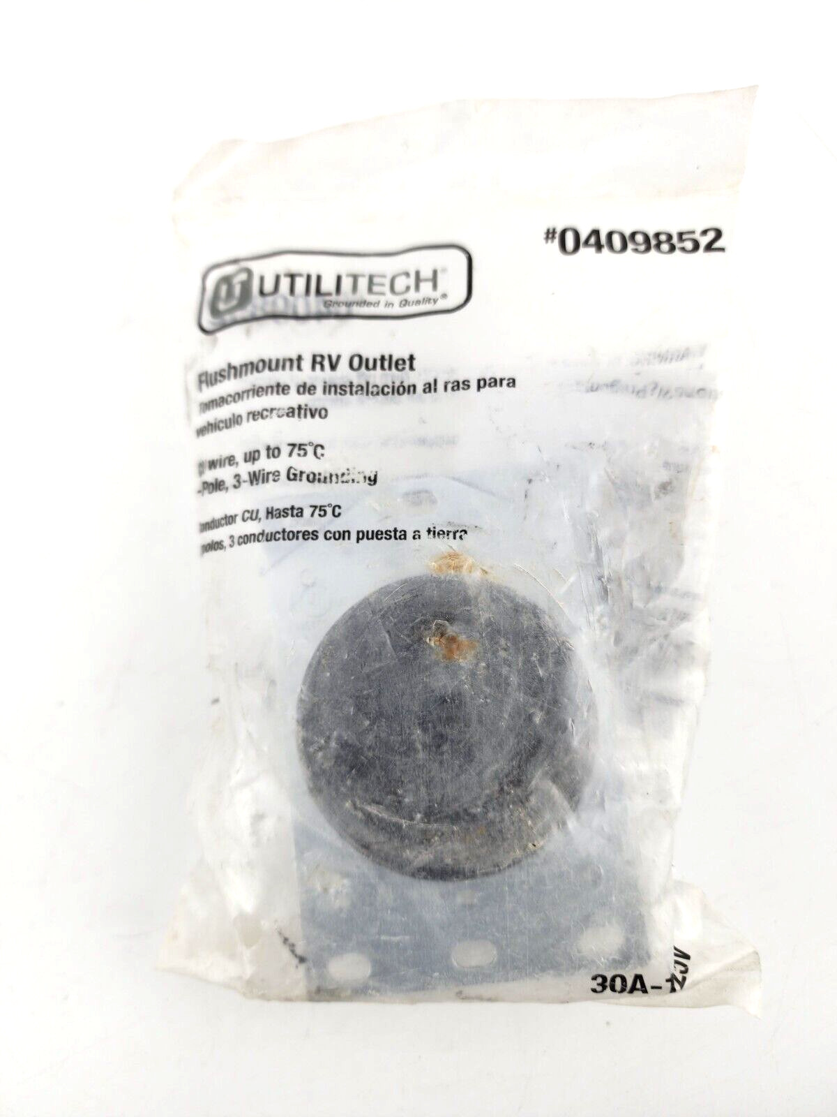 Utilitech 30-Amp 120-Volt Industrial Round RV Black 0409852 TT-30R 2 Pole 2 Wire