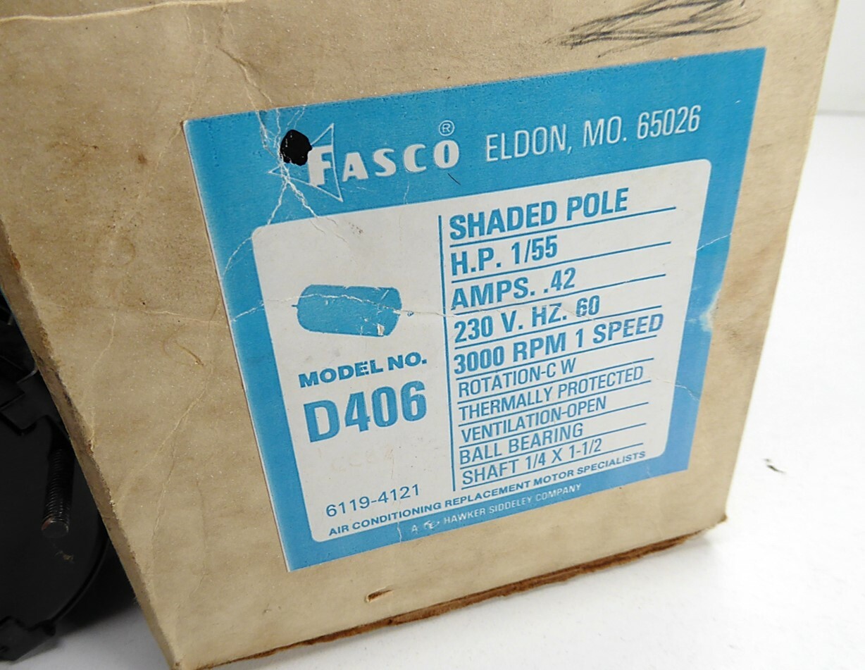 Fasco D406 1/55HP 230V 3000RPM CW NEW