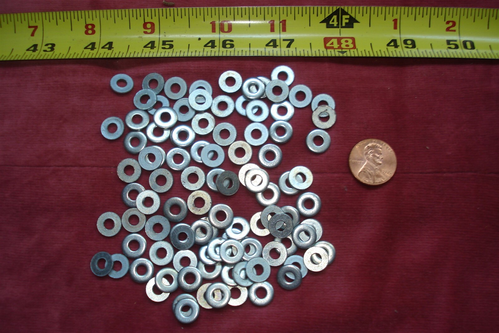 (1056.) SAE Flat Washers #6 – Steel – Zinc Plated – Lot of ~100 pc