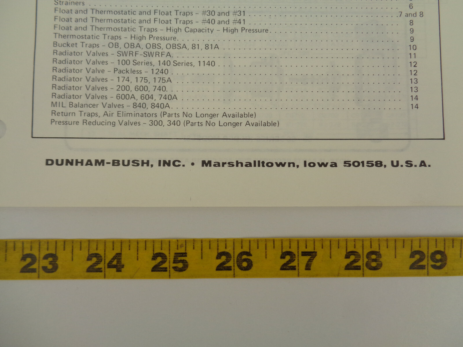 DUNHAM-BUSH Steam Specialties Hot Water Repair Parts Manual Form No. 2503H