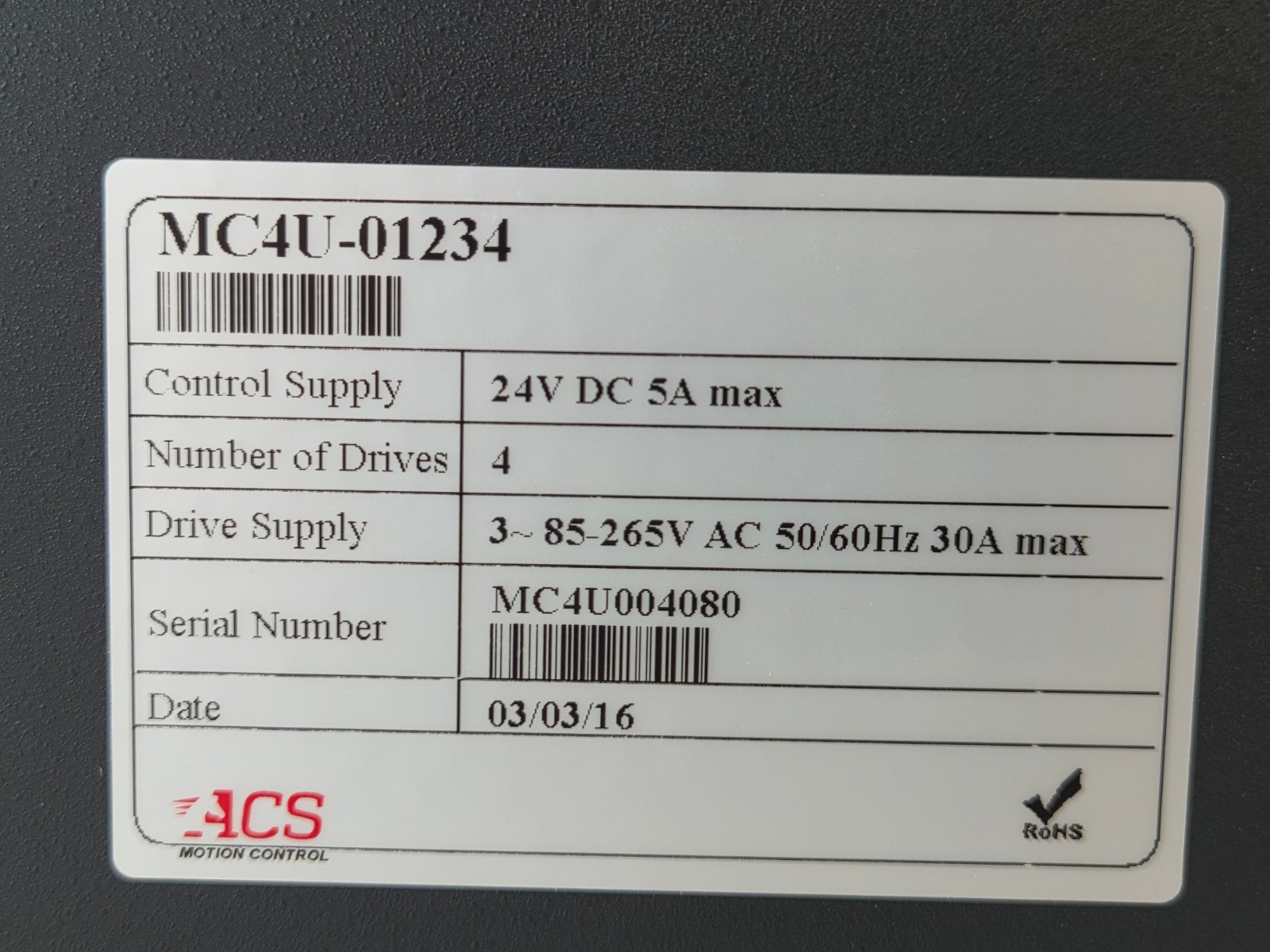 ACS Motion Control MC4U-01234 w/ SPiiPlus NT-HP / DDM3U-2 / PSM3U