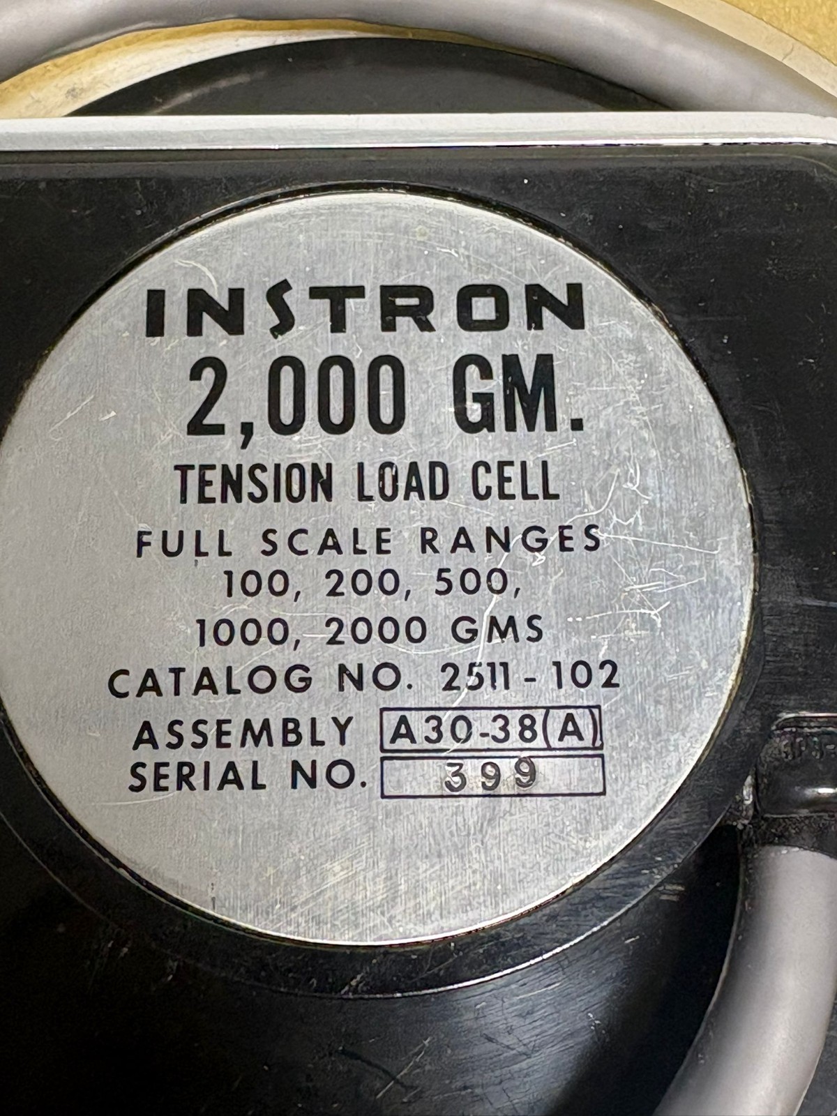 INSTRON 2000 GM. FS Ranges 100 to 2000 GMS Tension Load Cell A30-38(A), 2511-102