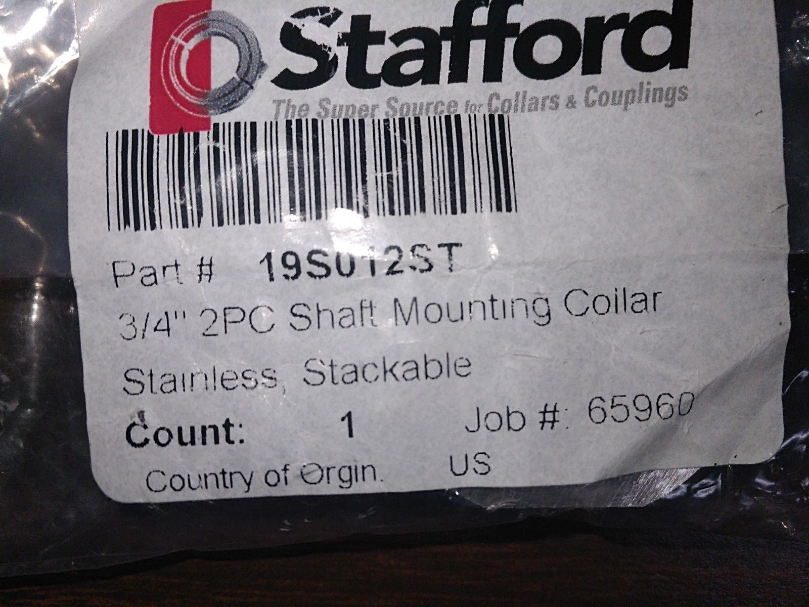 STAFFORD 3/4 2PC SHAFT MOUNTING COLLAR PARTS #19S012ST
