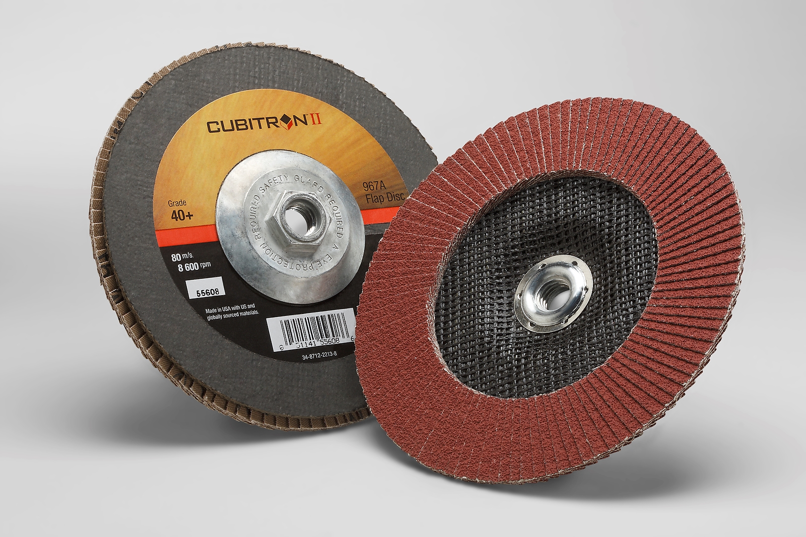 3M Cubitron II Flap Disc 967A, T27 Quick Change, 7 in x 5/8-11 40+ (Case of 5)