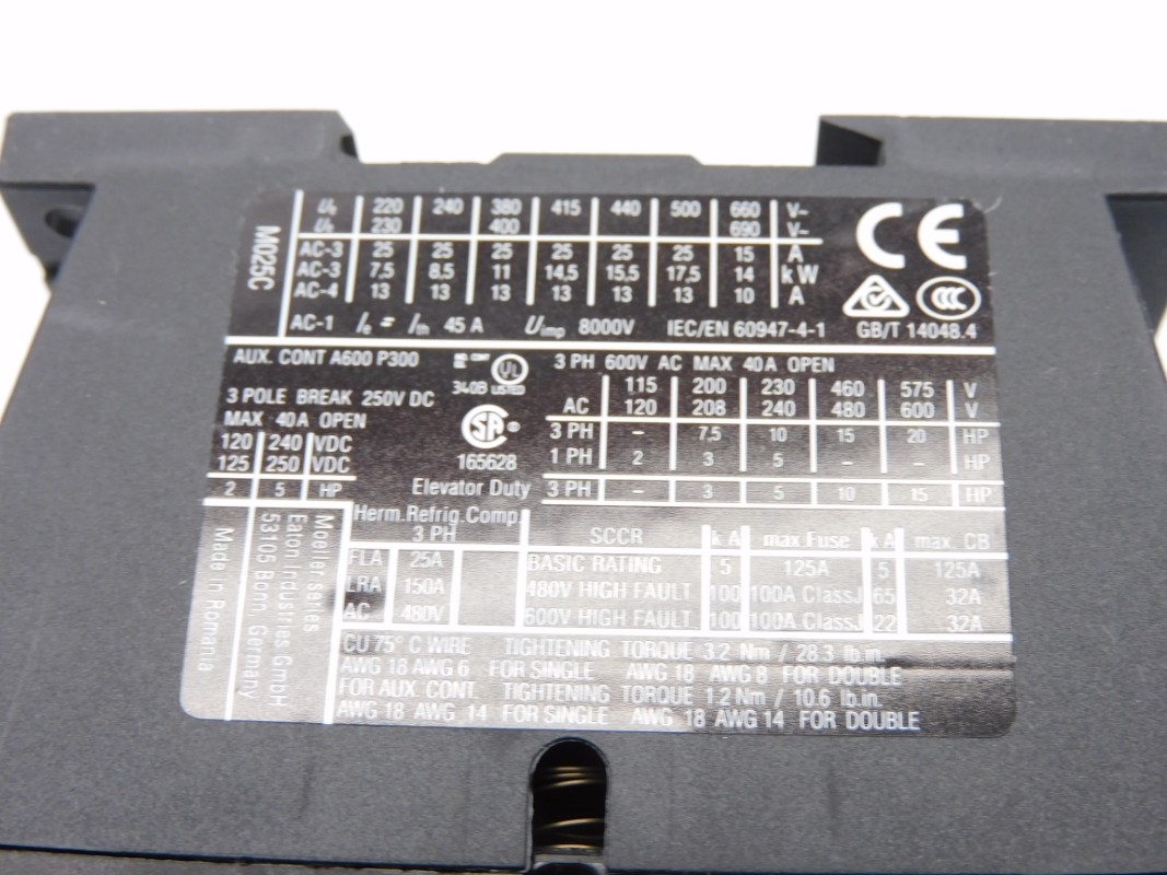 EATON XTCE025C10A DILM25-10 110/120V 45A NSMP