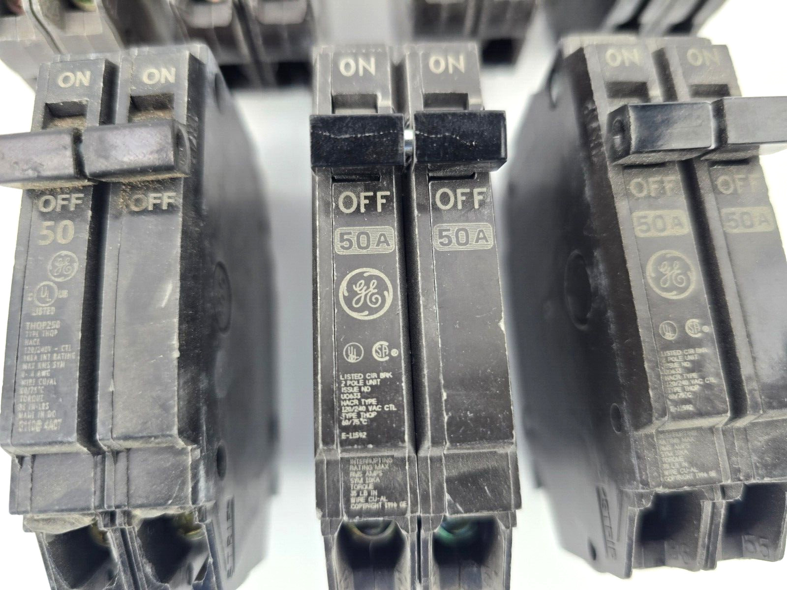 7pcs GE THQP250 2-Pole Thin Q-Line Circuit Breaker 50A 50-Amp