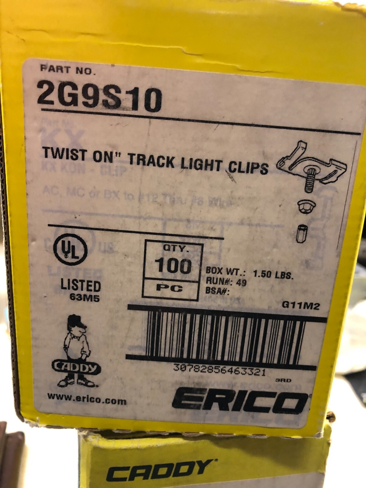 Erico Caddy 2G9S10 Twist On Track Light Clip with nut (Set of 10)