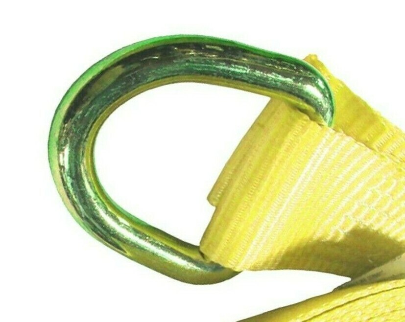 2″ x 10 ft Yellow Lasso Strap Tie Down with D Ring Wheel Lift (8 Pack)