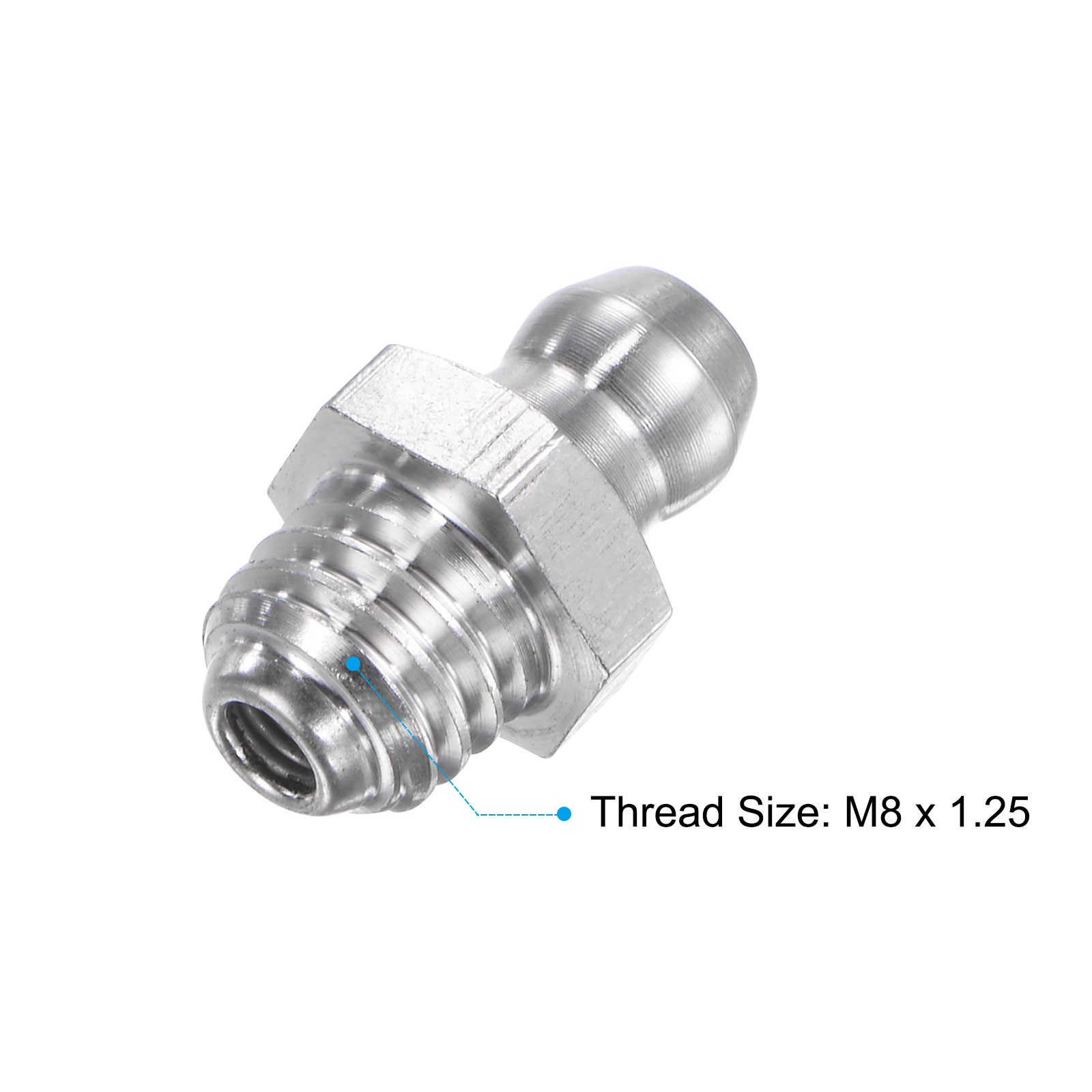 4Pcs Metric Stainless Steel Straight Hydraulic Grease Fitting M8 x 1.25mm Thread