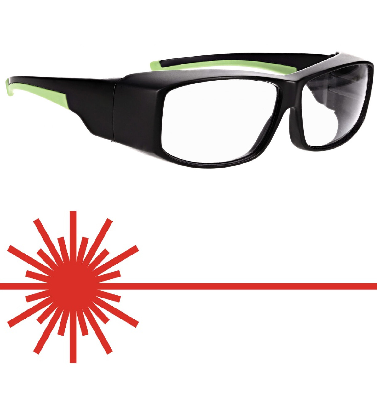 Phillips Safety CR39 Laser Safety Glasses 17001 Black Green Frame Clear Lens