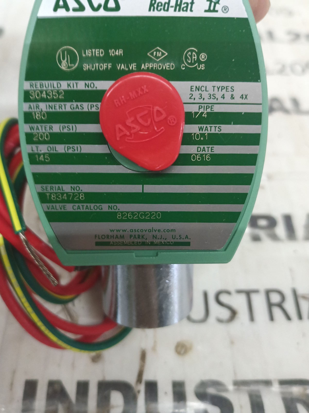 1/4” ASCO 826G220 SOLENOID VALVE