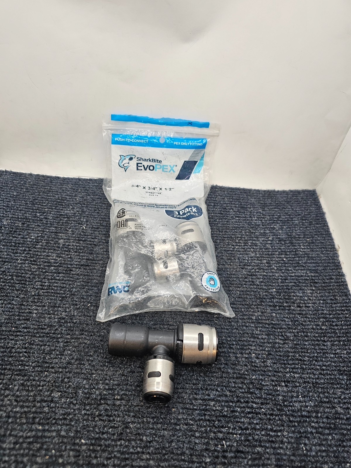(QTY 3) SHARKBITE EVOPEX K4483WP3: 3/4″ X 3/4″ X 1/2″ STREET TEE
