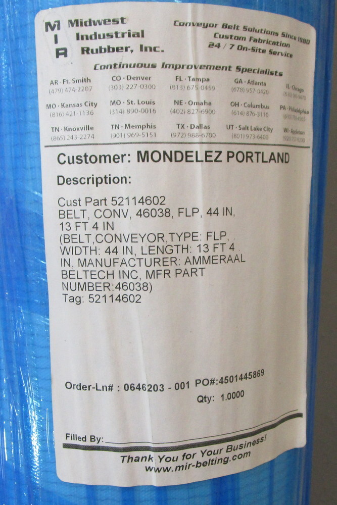 Midwest Industrial Rubber 46038 Conveyor Belt 160″