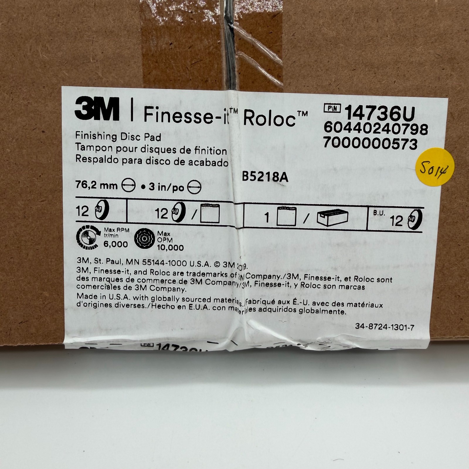(Case of 12) 3M Finesse-it Roloc Finishing Disc Pad 14736U, 3 inch 12 per