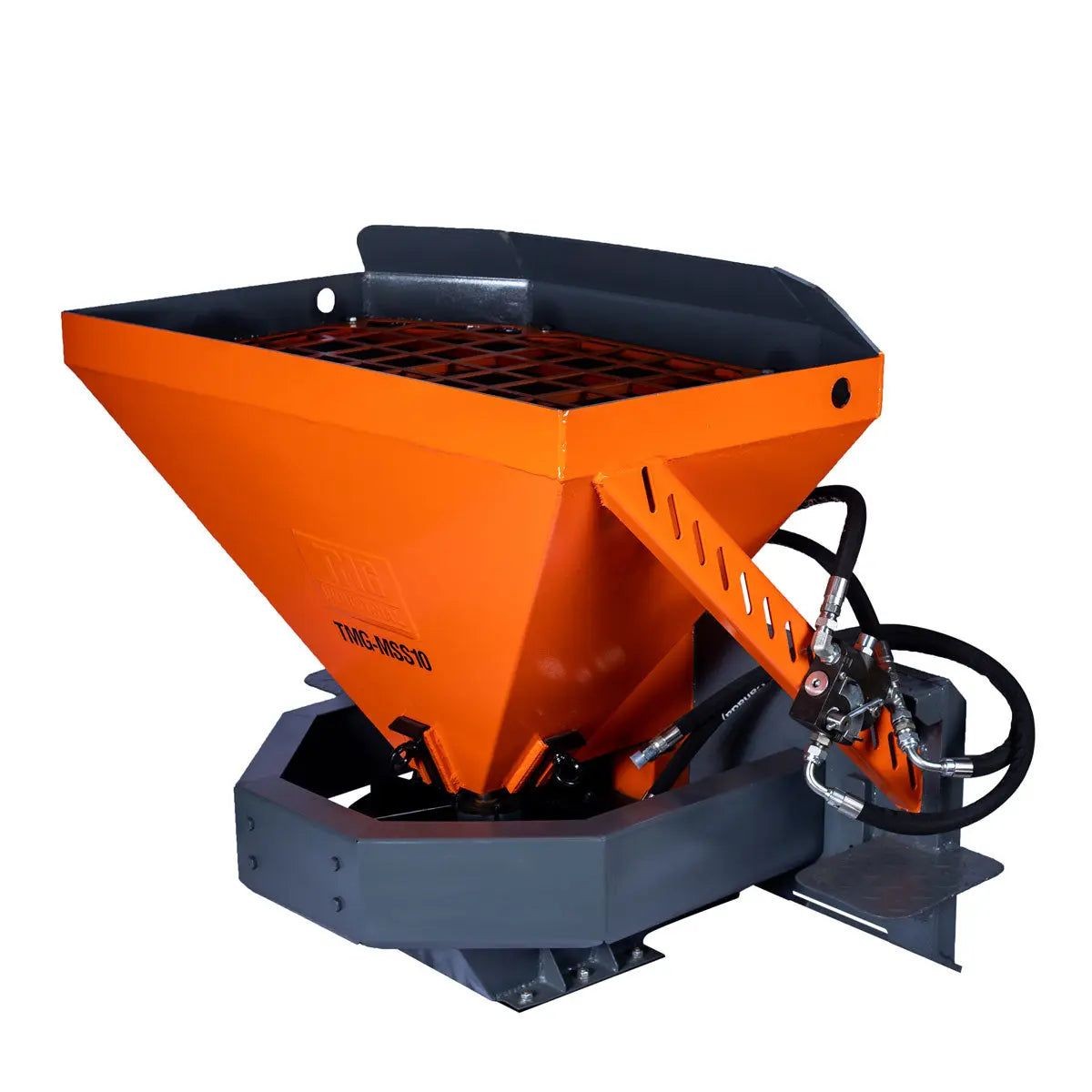 Skid Steer Material Spreader 10ft³ Capacity, 30ft Wide Spread, Sidewalk Skirt