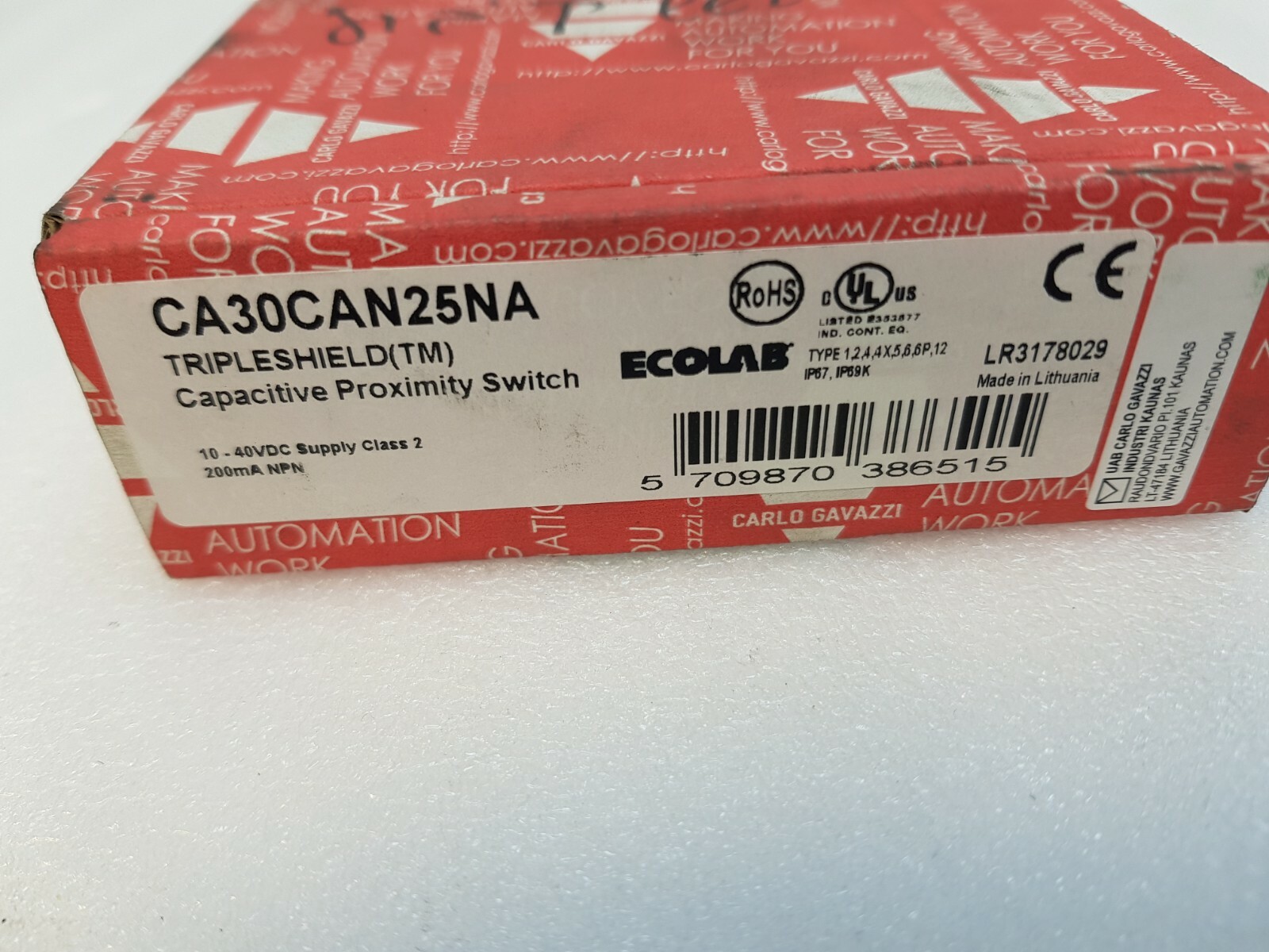 CARLO GAVAZZI CA30CAN25NA CAPACITIVE PROXIMITY SWITCH