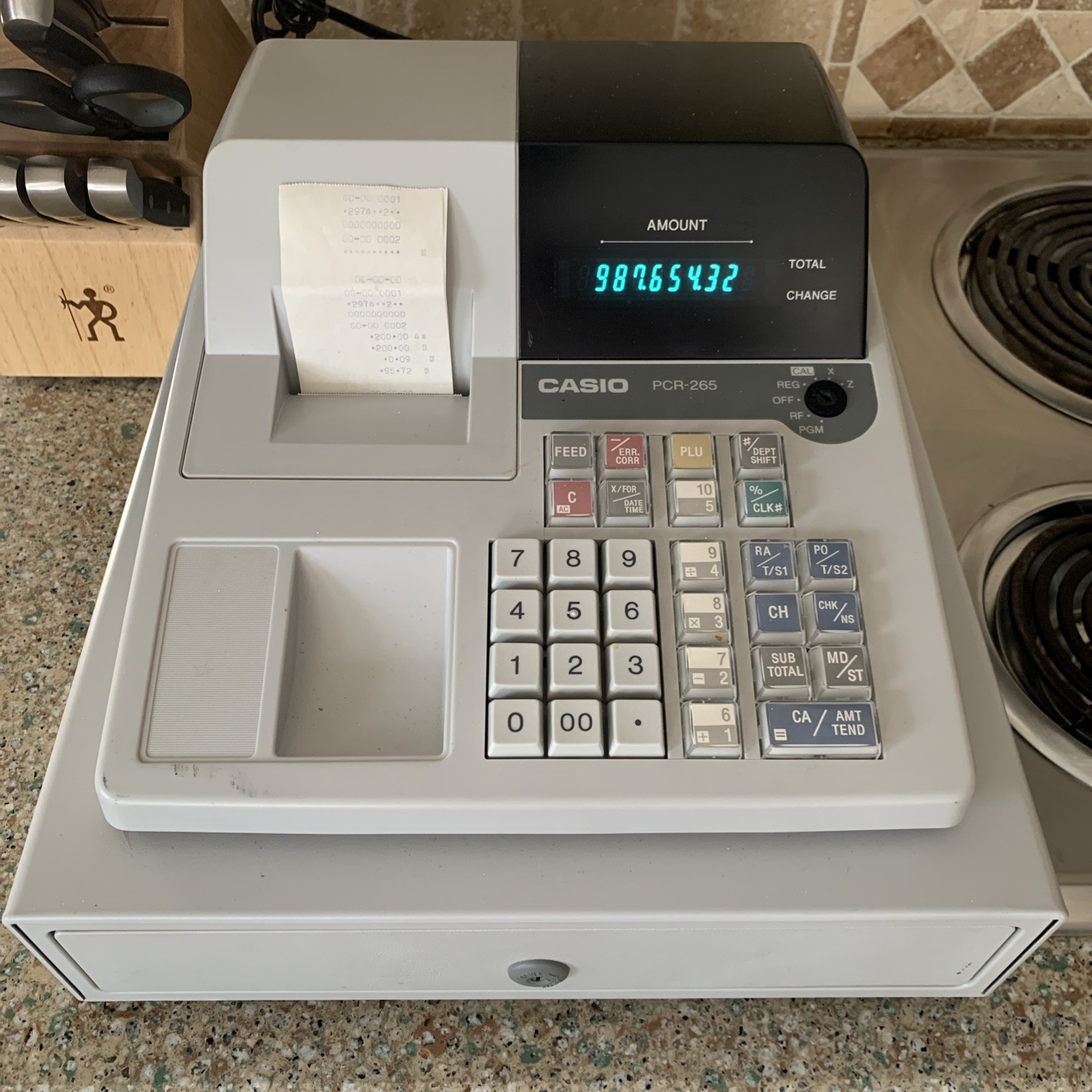 CASIO PCR-265 ELECTRONIC CASH REGISTER NO KEYS