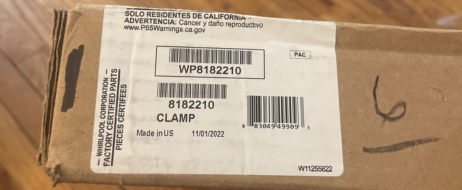 NEW! GENUINE OEM WHIRLPOOL WASHER BELLOW TO OUTER TUB CLAMP, 8182210, NISB