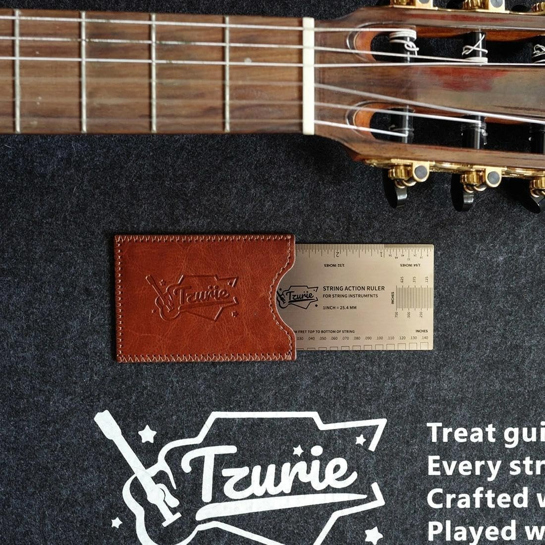 Guitar String Action Gauge, Stainless Steel Pocket Size Tool with Travel Case…