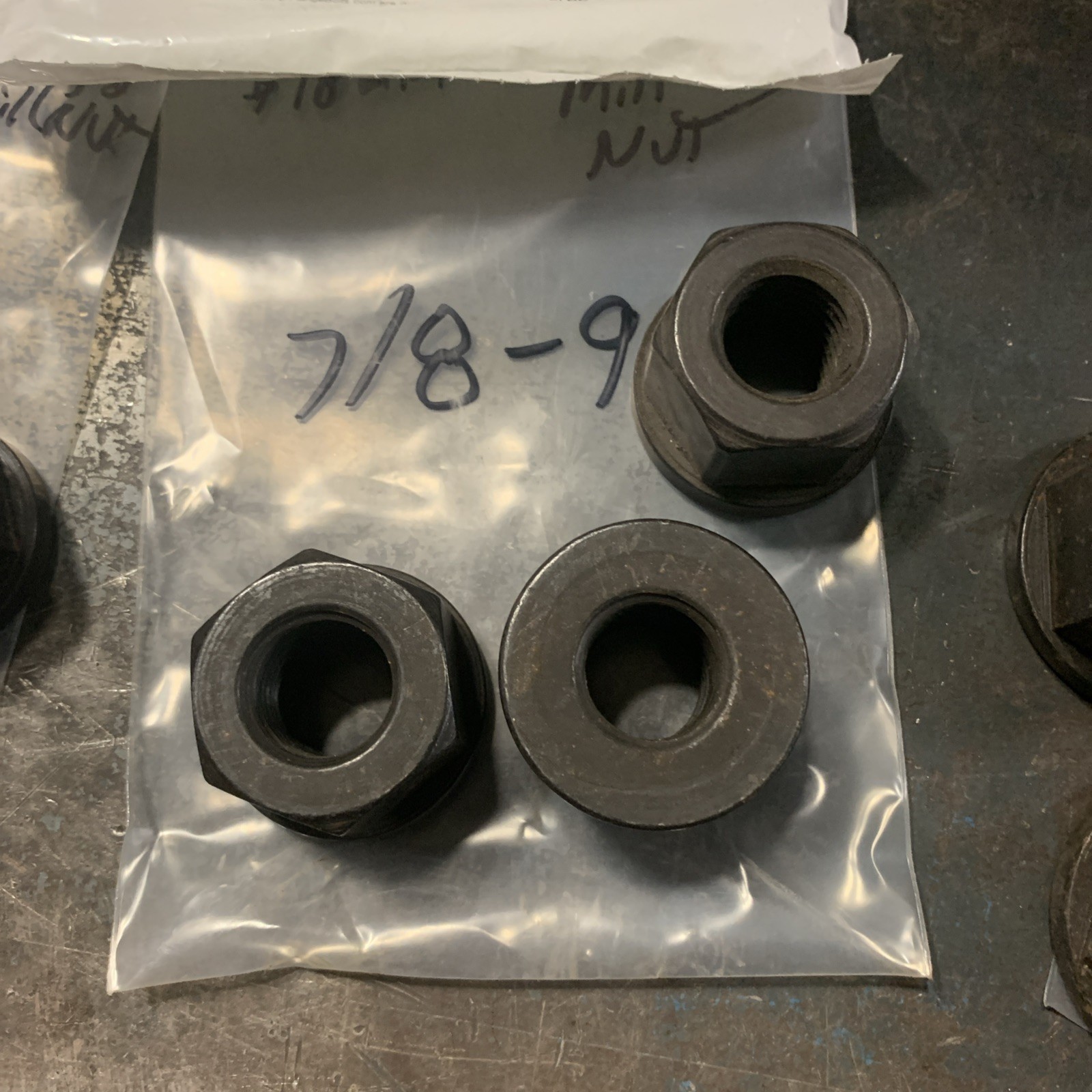 Flanged Mill Nut Assortment Lot. 3/8,7-16,1/2,3/4,7/8 & 1”