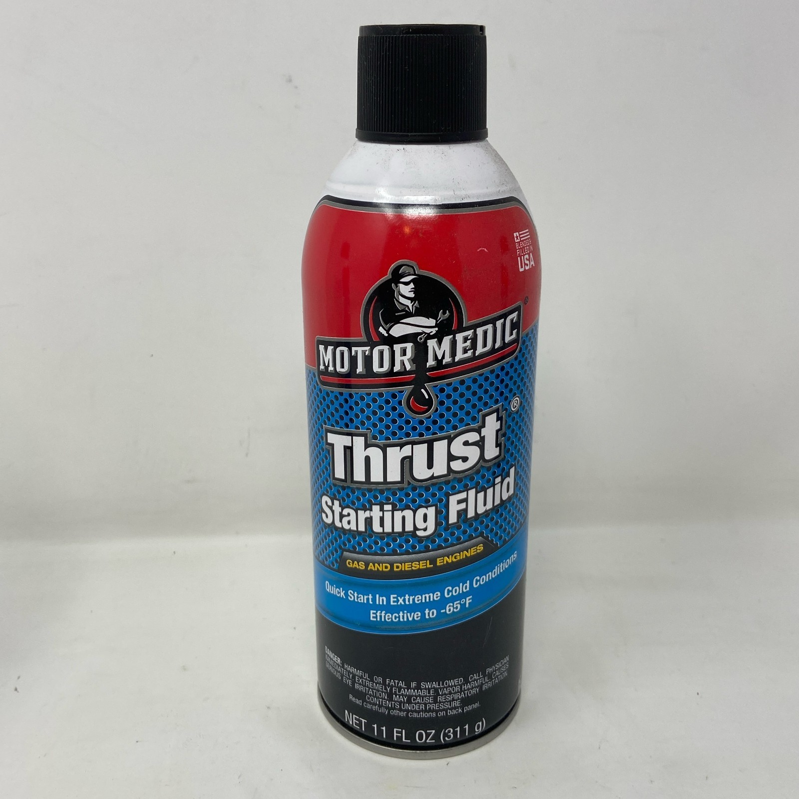 Motor Medic Thrust Starting Fluid M3815 – 11 oz Red/Blue Can for Gas & Diesel