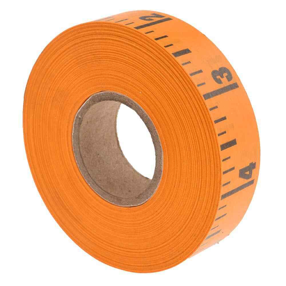 Orange 60 Foot Adhesive-Back Tape Measure, Reads Right to Left, 1/4″ Graduation