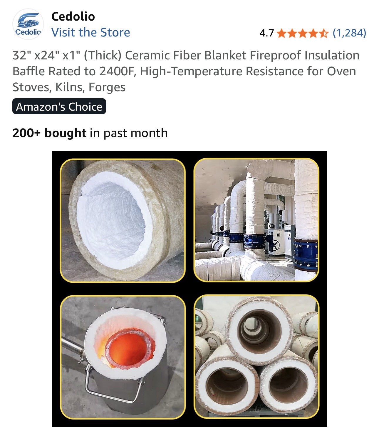 Ceramic Fiber Blanket 2400F 8# High Temp Thermal Insulation 1″x24″x32″