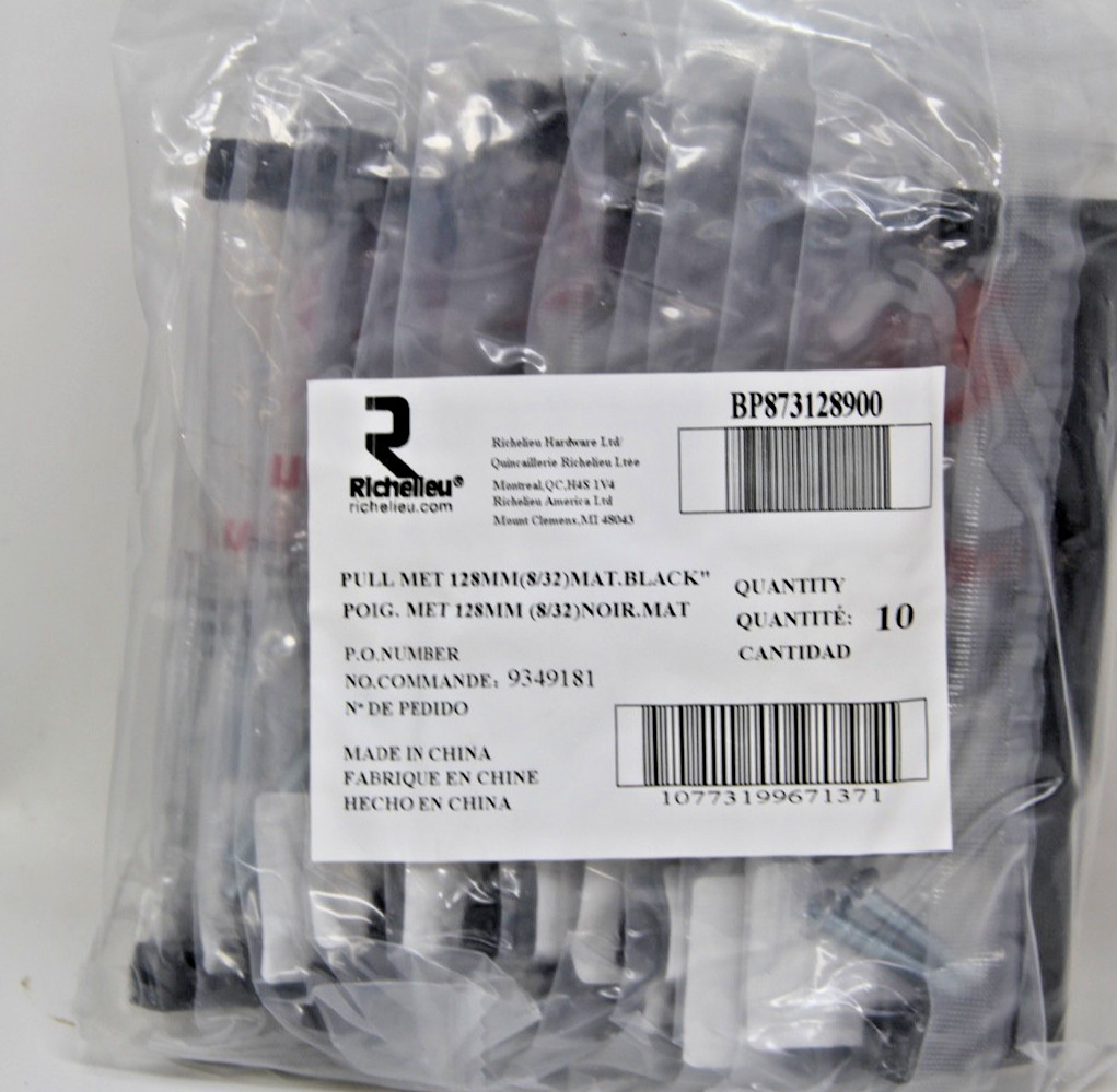 Lot of 25 Richelieu Contemporary Metal Pull 128mm Matte Black BP873128900 NEW