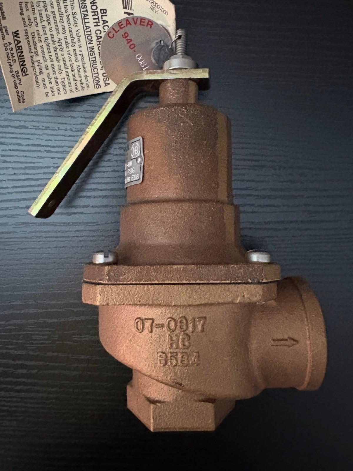 Kunkle Safety Relief Valve 2,789,000 BTU/HR 60 PSI 1″ X 1-1/4″ 537-E01-HM