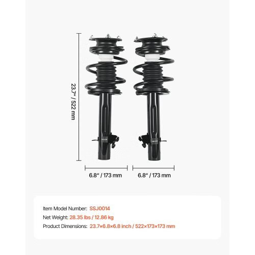 Front Shock Absorber Strut Assembly, 2Pcs Shock and Strut Assembly with Coil Spr