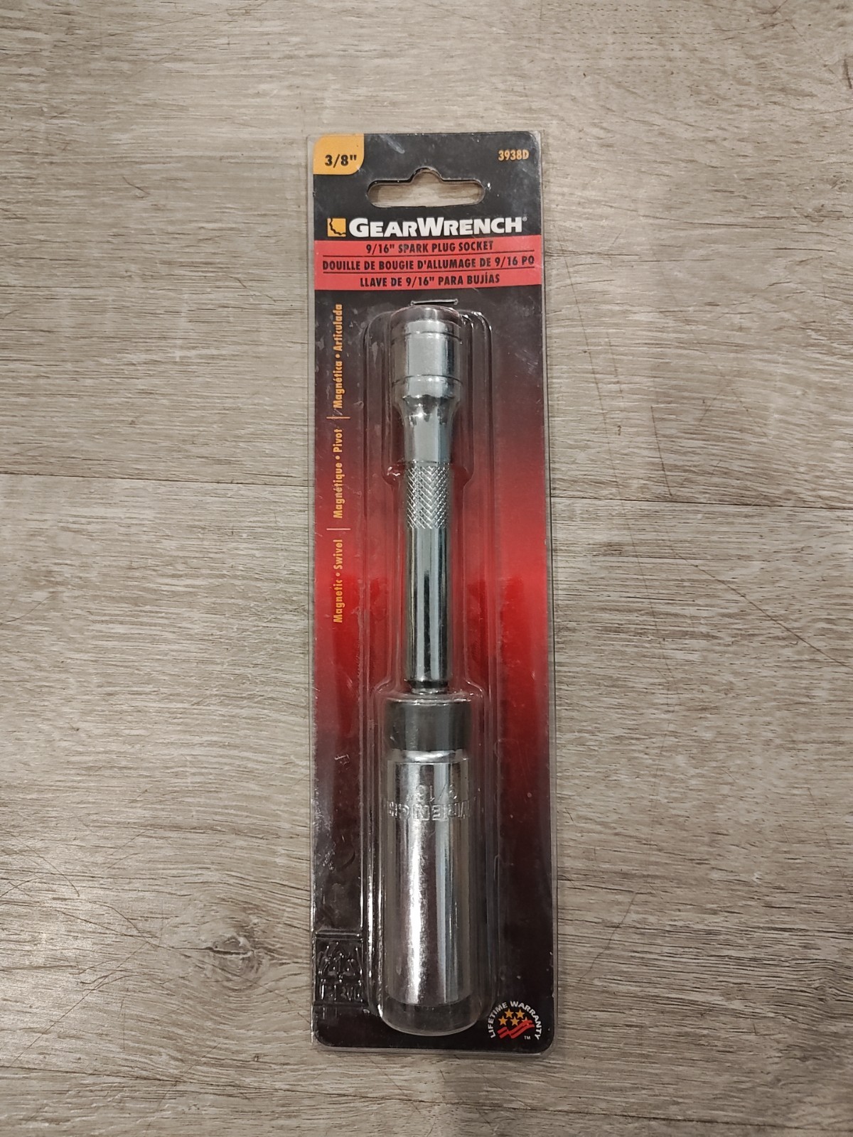 GearWrench 3938D 9/16-Inch x 6-Inch Magnetic Swivel Spark Plug Socket NEW