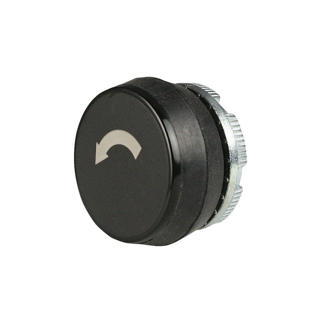 Giovenzana PL005033 22mm Black Push Button White Counter Clockwise Arrow