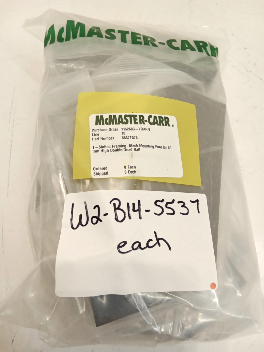 McMaster Carr 5537T576 T-Slot Black Mounting Foot for 60mm High Double/Quad Rail