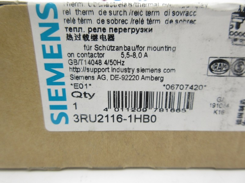SIEMENS 3RU2116-1HB0 5.5-8.0A NSMP
