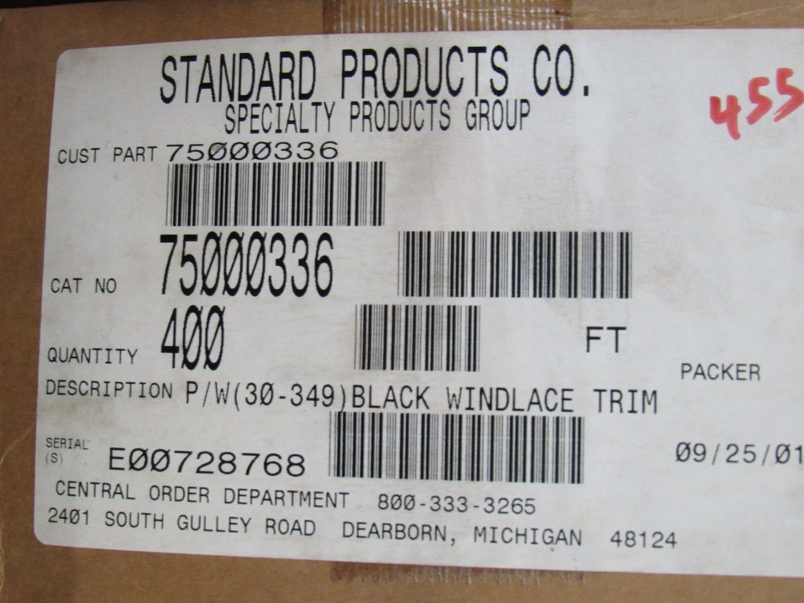 NEW SPECIALTY PRODUCTS P/W (30-349) BLACK WINDLACE TRIM 75000336 200′ FT