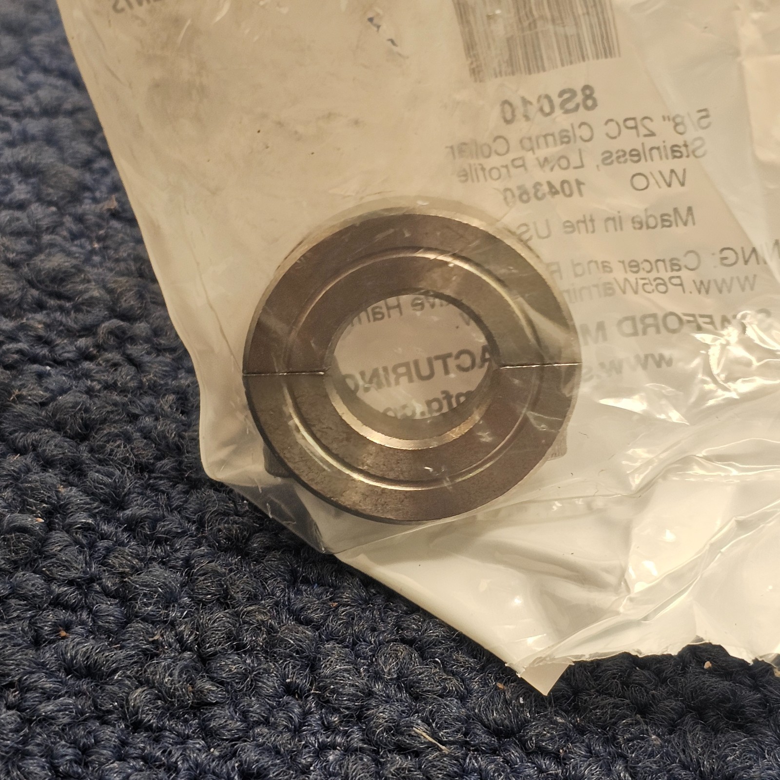 Stafford 8S010: 5/8″ Collar Clamp Stainless Steel 2 Piece Low Profile W/o 104350