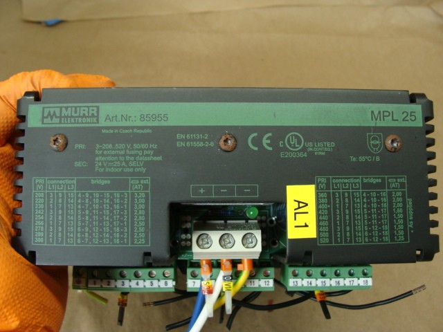 MURR ELEKTRONIK MPL25 85955 POWER SUPPLY 3PH 208-520V 24V SECONDARY