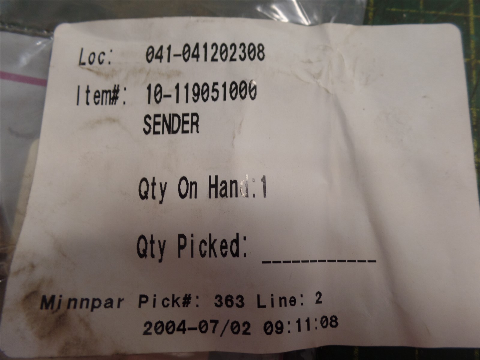 GENUINE TROJAN O&K PARTS 10119051000 SENDER ASSEMBLY, TEREX 10-119051000, N.O.S