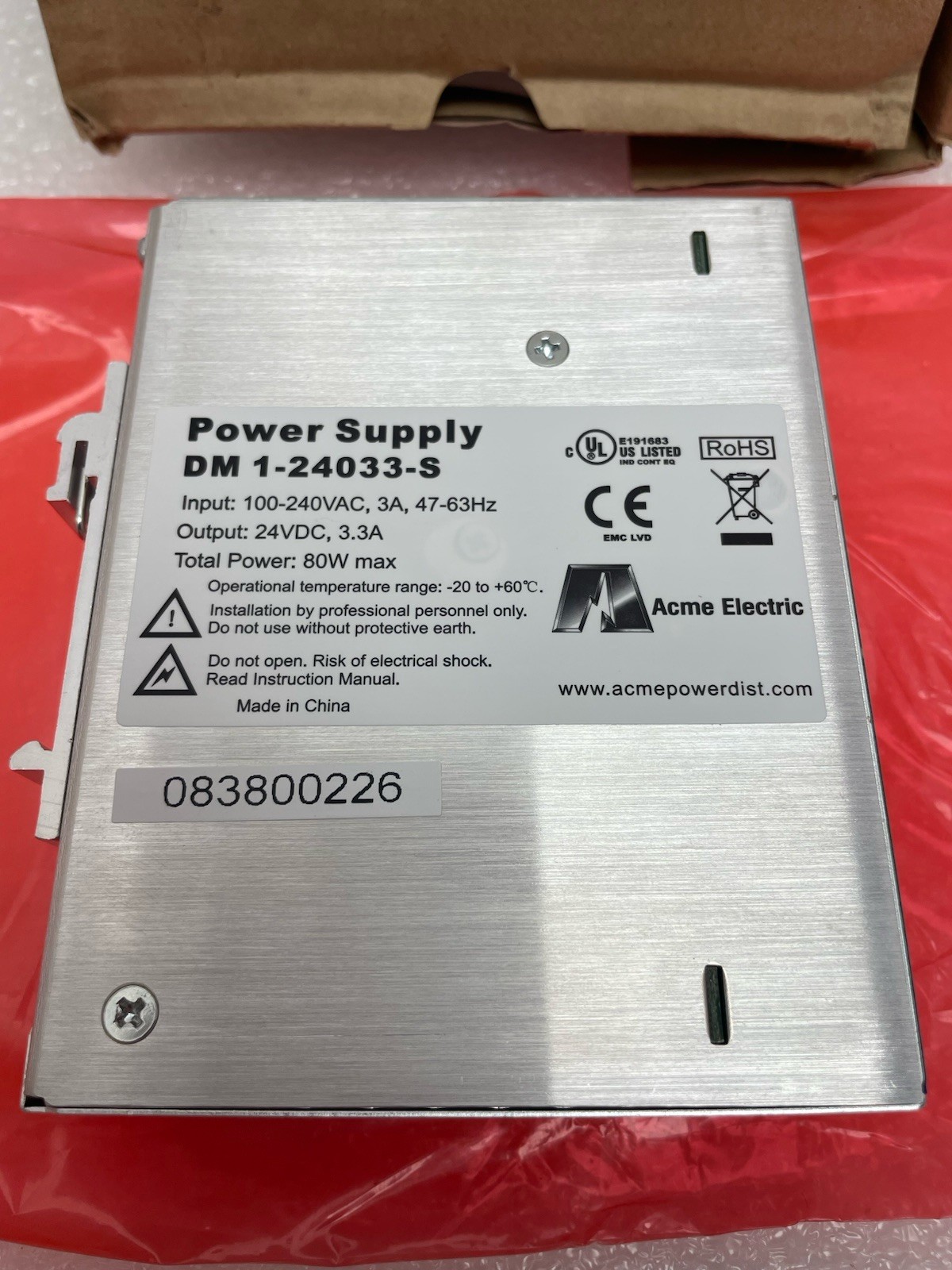 NEW ACME DM124033S POWER SUPPLY 100-240VAC 3A 47-63Hz 24VDC 3.3A 80 WATT