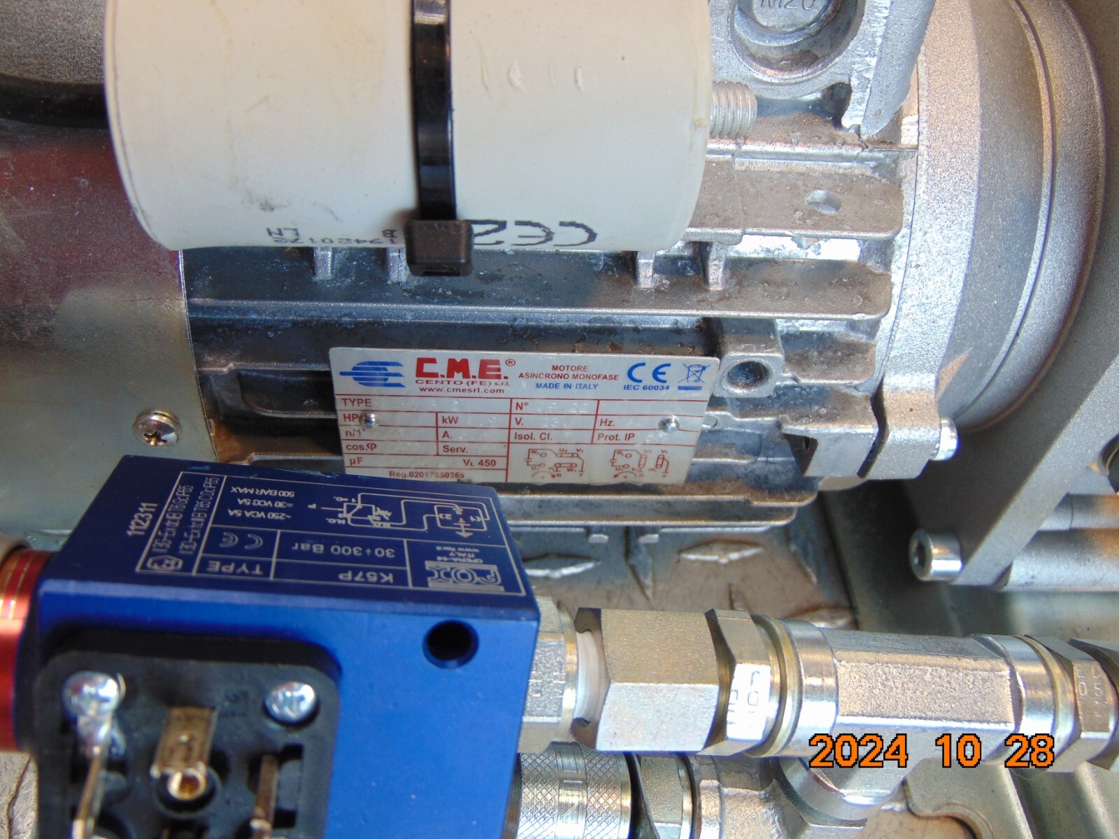 TEE FLUIDS PUMP C.M.E. M80 B-2 MOTOR FOX TYPE K57P PRESSURE SWITCH
