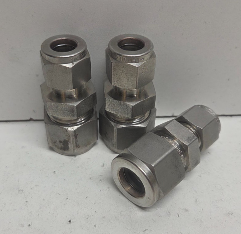 LOT OF 3 NEW NO BOX! SWAGELOK 1/2″ TUBE X 3/8″ TUBE REDUCING UNIONS SS-810-6-6