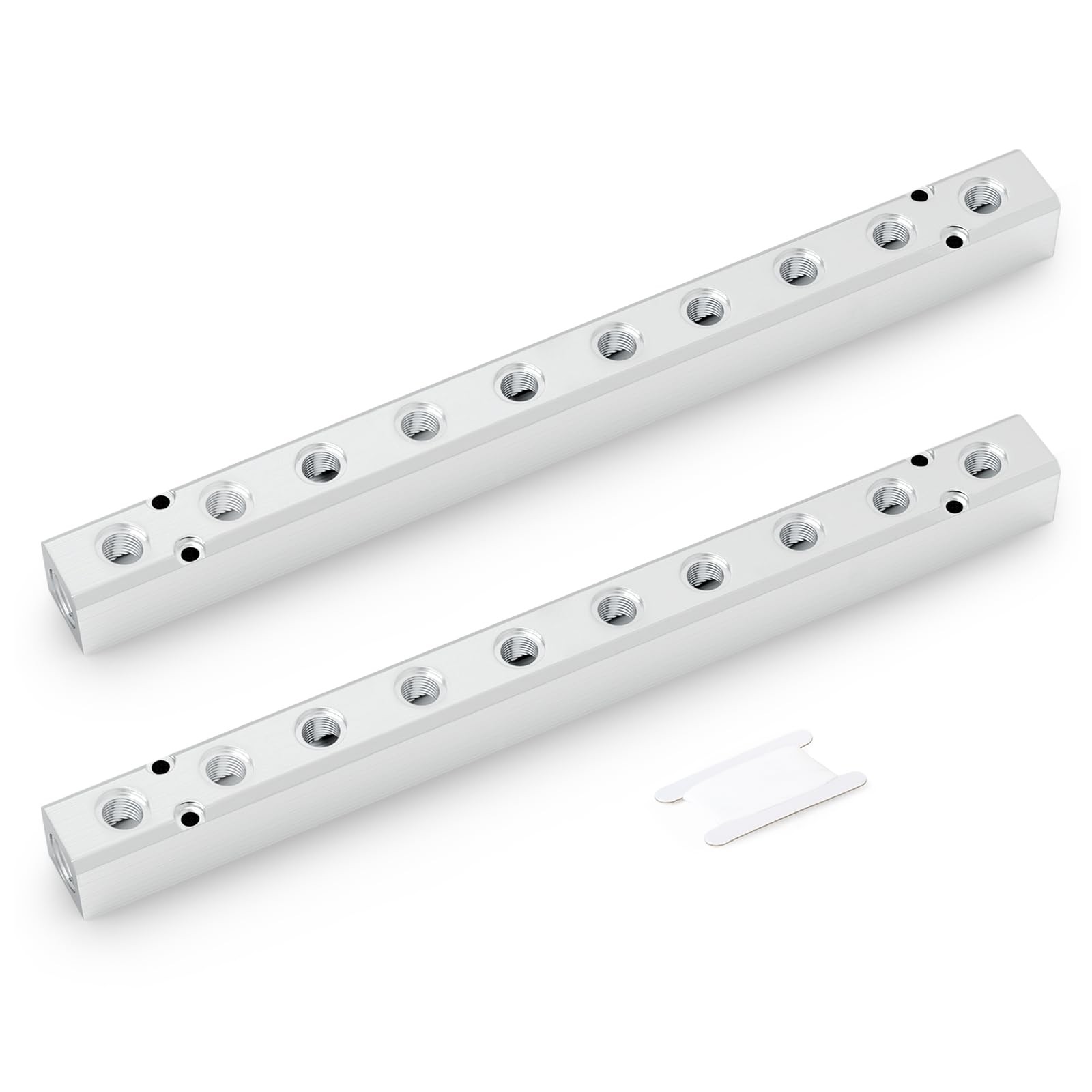 2 PCS Aluminum Air Manifold 10 Way 12 Port Block Splitter 1/4 NPT 1/2 NPT
