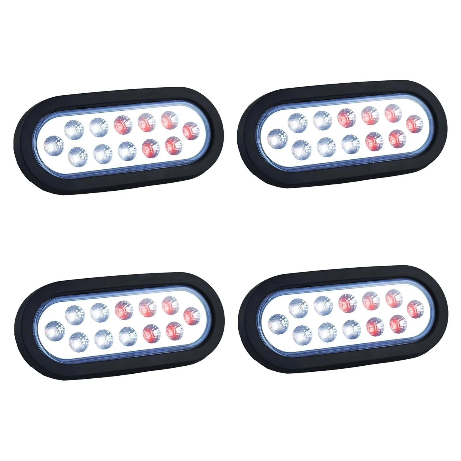 Dual Revolution 6 Inch Oval LED Tail Lights – Red Stop, Turn & White Backup/R…