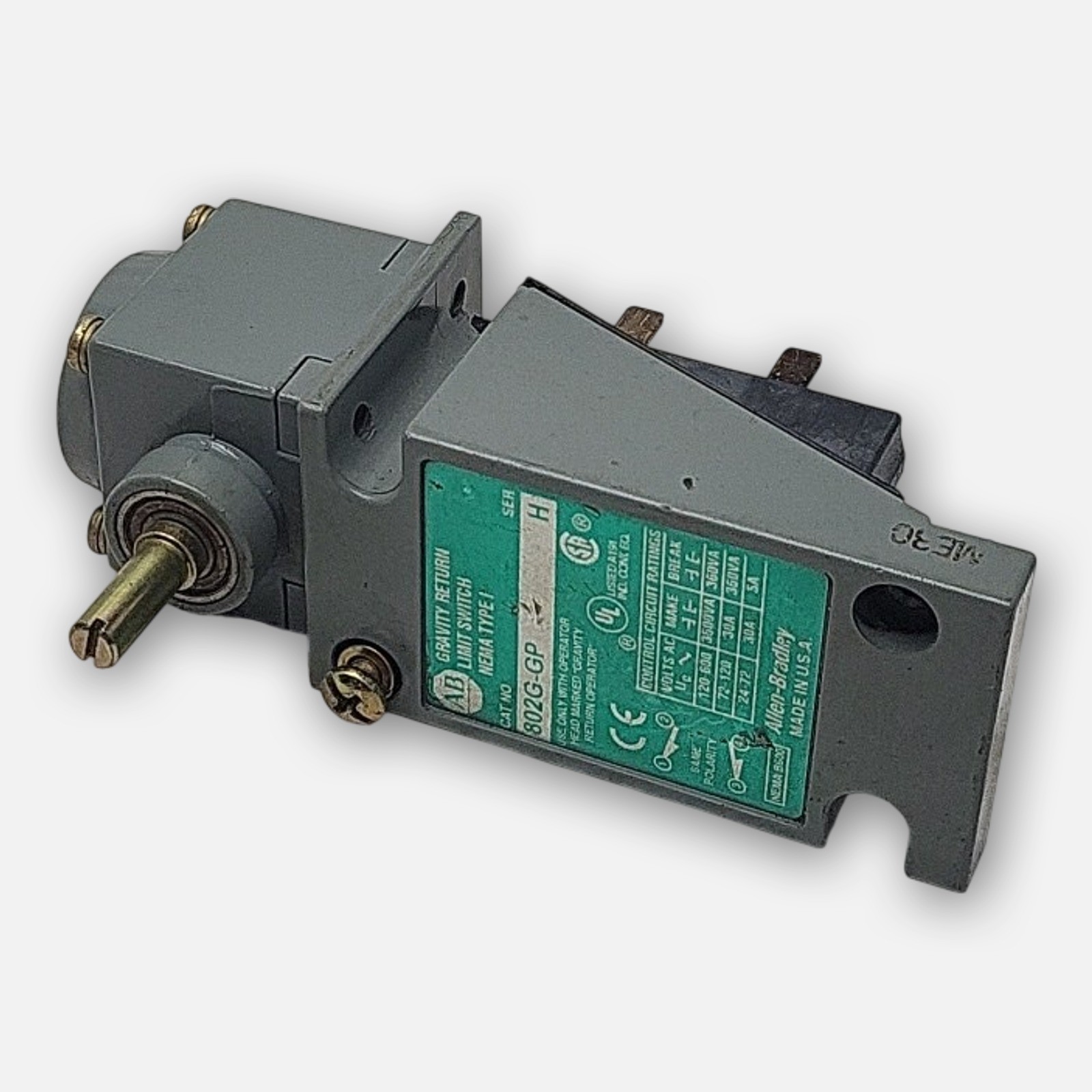 ALLEN BRADLEY 802G-GP /H LIMIT SWITCH W/40146-127-51 OPERATOR HEAD, BODY ONLY