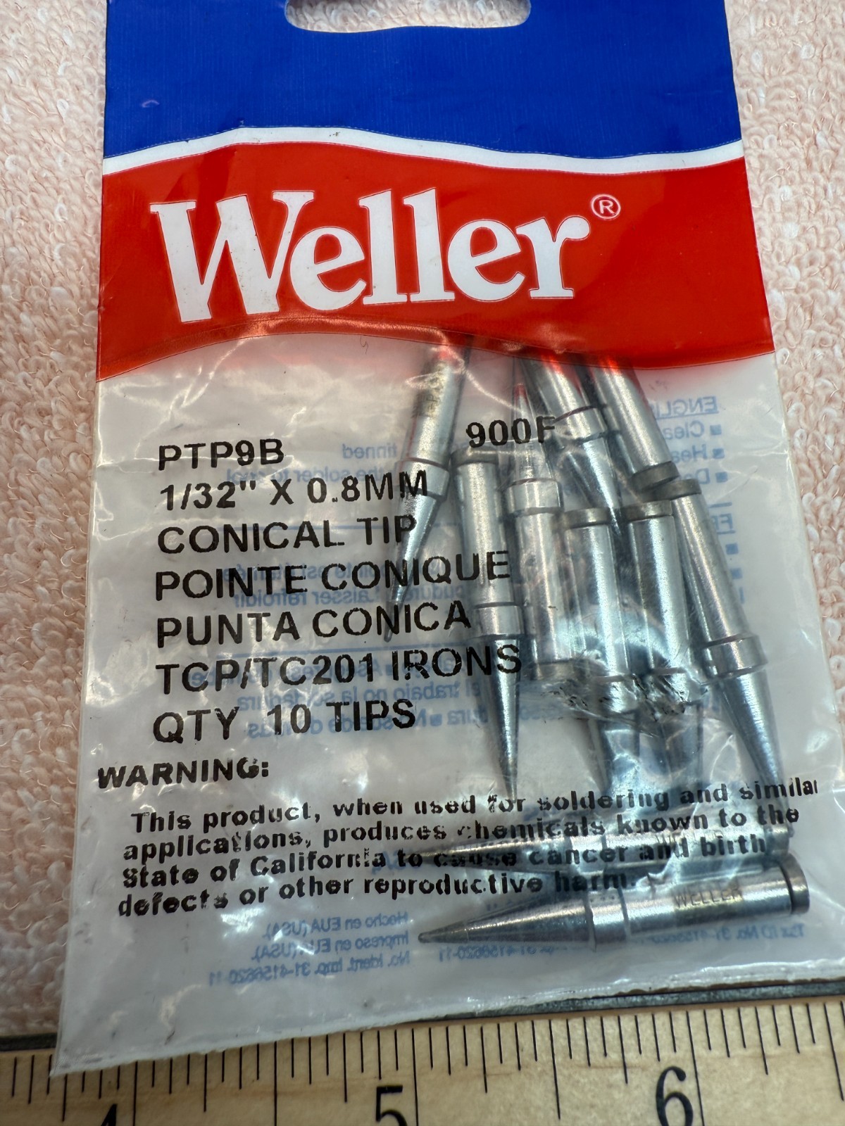 WELLER PTP9B, 900F, 1/32″ X 0.8mm Tip, Qty of 1 Tip from the Package in Picture