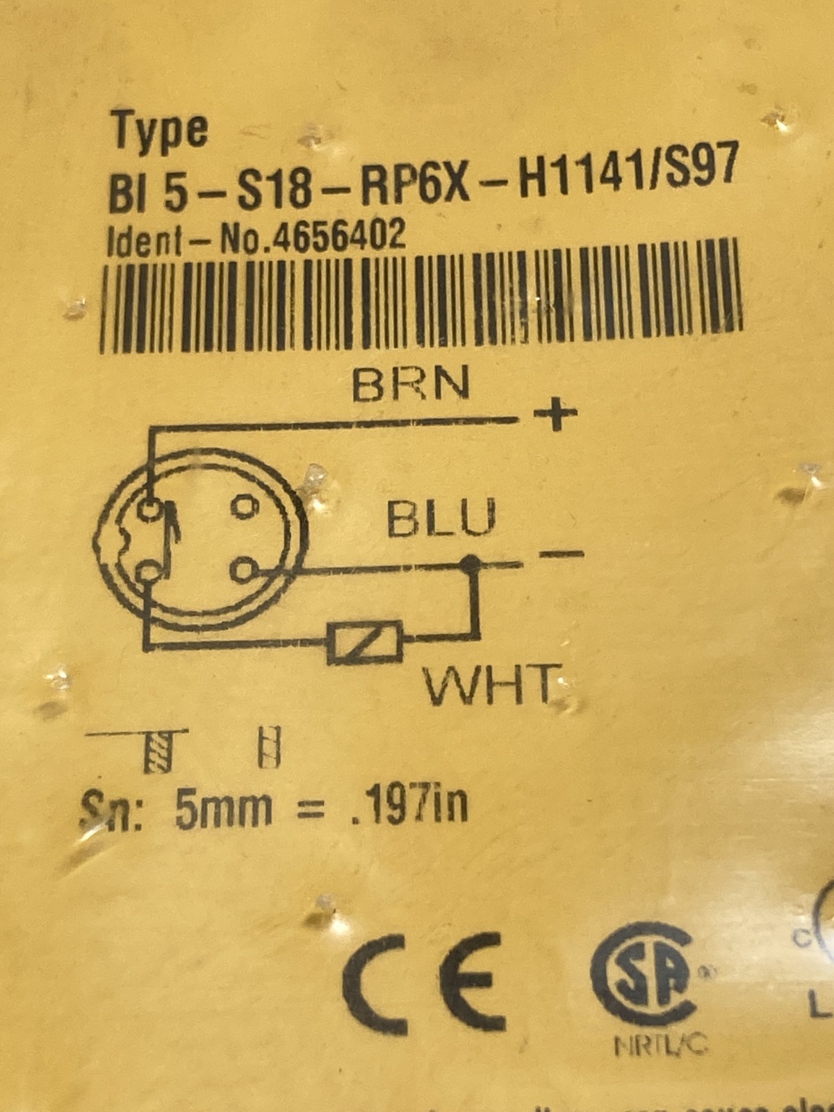 TURCK BI5-S18-RP6X-H1141/S97 INDUCTIVE SENSOR 10-30VDC 200MASEN 5MM NIB