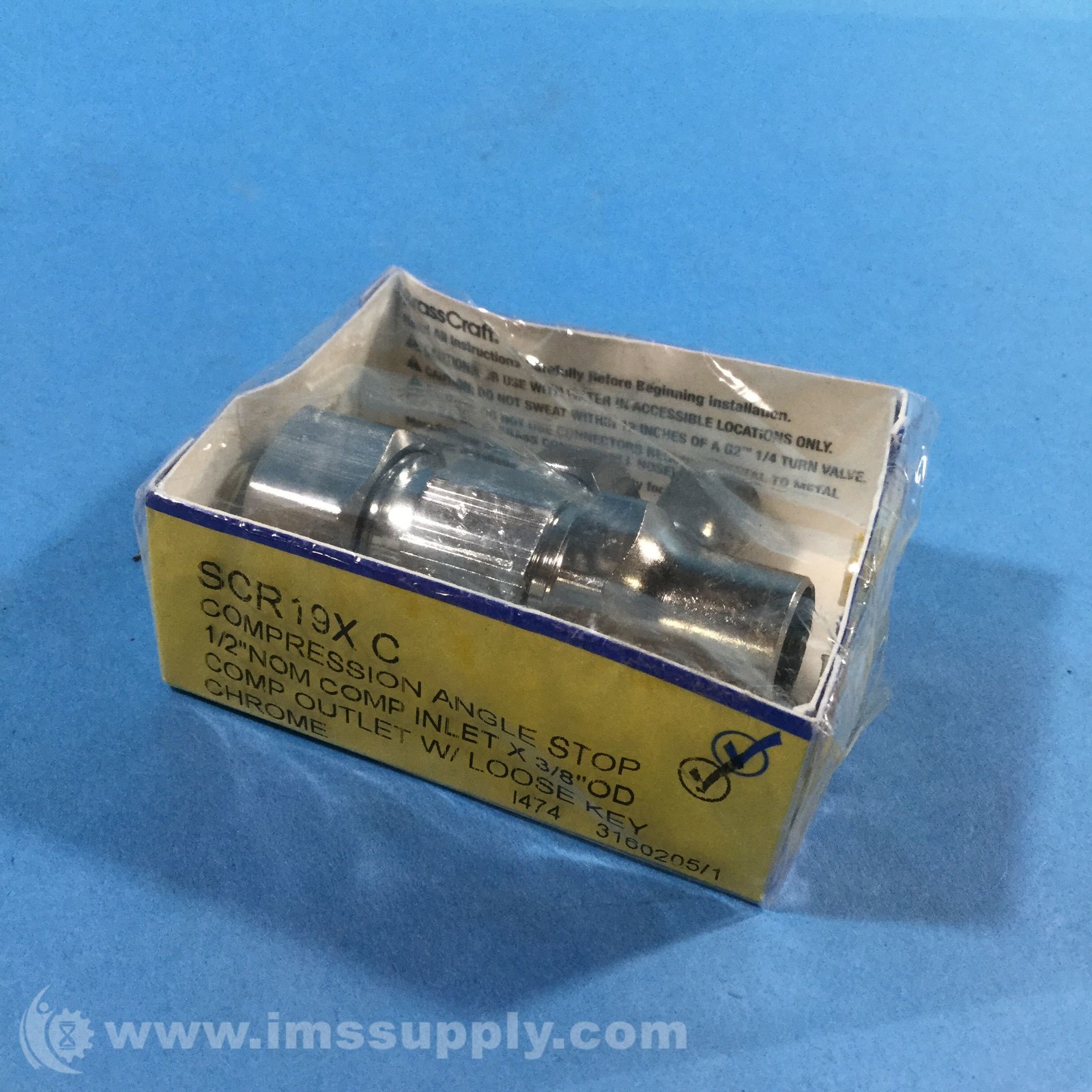 Brass Craft SCR19X-C 1/2″ x 3/8″ Angle Supply Valve, Loose Key FNFP