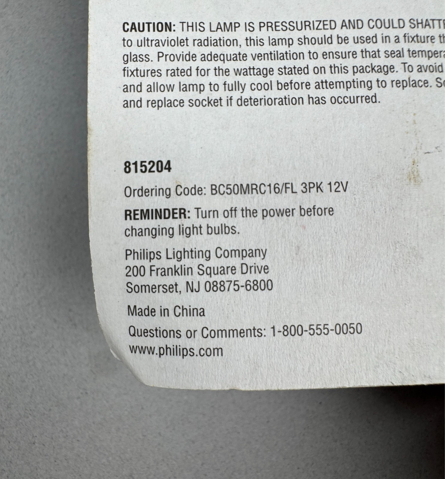 Lot of 3 PHILIPS MR16 Halogen Bulbs 50W Indoor Flood 12V 2000h GU5.3 Brand New